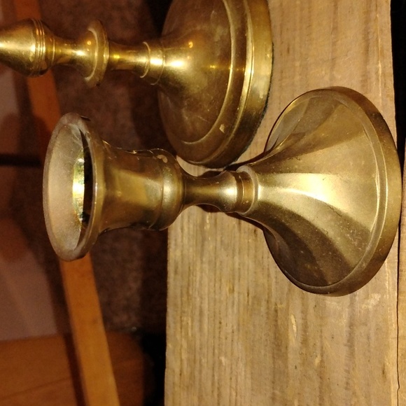 Vintage Brass Candlestick Lot Of 3- 2 Small 1 Large - Picture 2 of 6